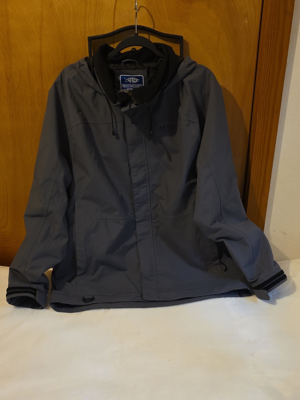 AFTCO Hydro Hooded Raincoat W/DWR Coating-Dark Gray- Men's Med-Fishing Jacket
